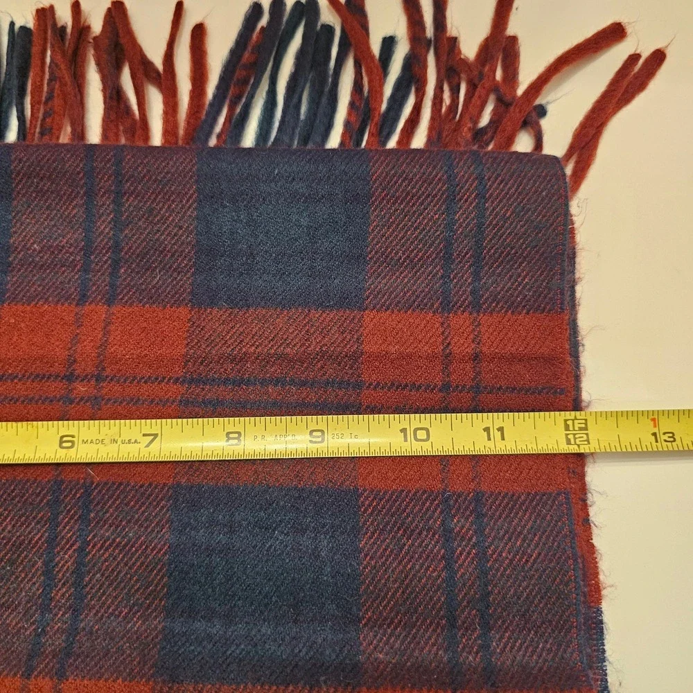Christian Dior Monsieur Vintage Scarf Red Navy Plaid Cashmaire Acrylic Japan